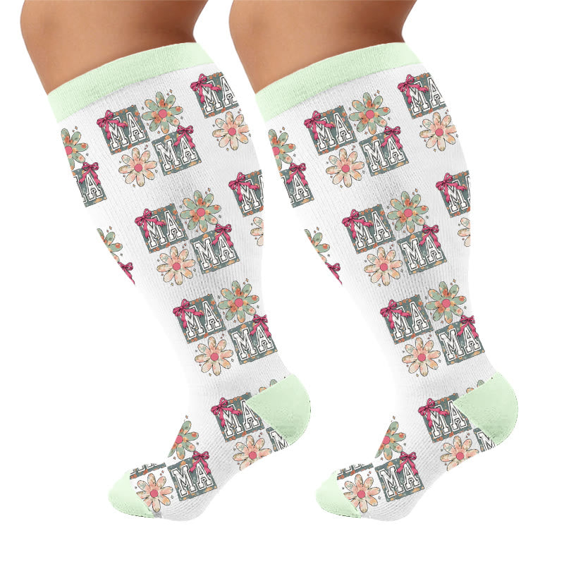 Kompressionsstrümpfe mit Weihnachtsmuster in Übergröße - Blütenblätter (1 Paar) - 4XL - image 5