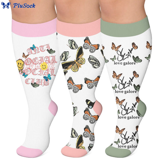 Kompressionsstrümpfe mit lustigem Schmetterlingsmuster in Übergröße - image 0