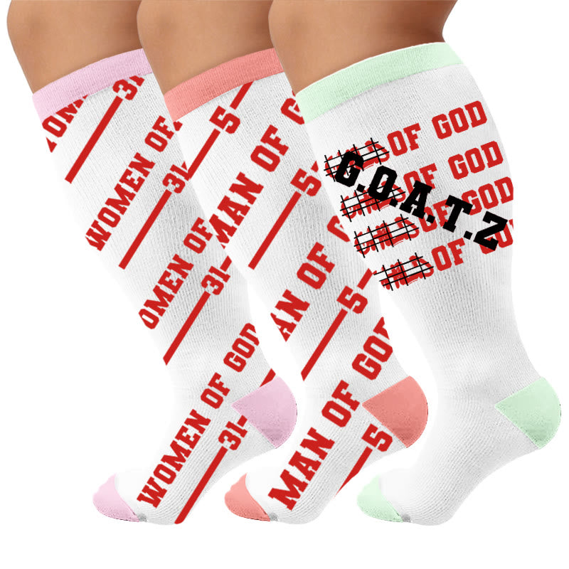 Kompressionsstrümpfe mit lustigem Buchstabenprint in Übergröße - Mehrfarbig (3 Paare) - 4XL - image 1