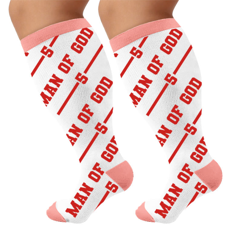 Kompressionsstrümpfe mit lustigem Buchstabenprint in Übergröße - Fünf (1 Paar) - 4XL - image 6