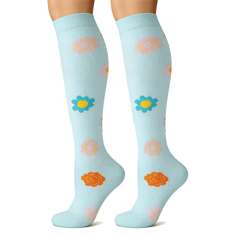 Alltagstaugliche Kompressionsstrümpfe mit Blumenmuster (6 Paar) - image 1