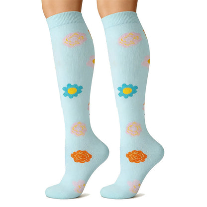 Alltagstaugliche Kompressionsstrümpfe mit Blumenmuster (6 Paar) - image 1