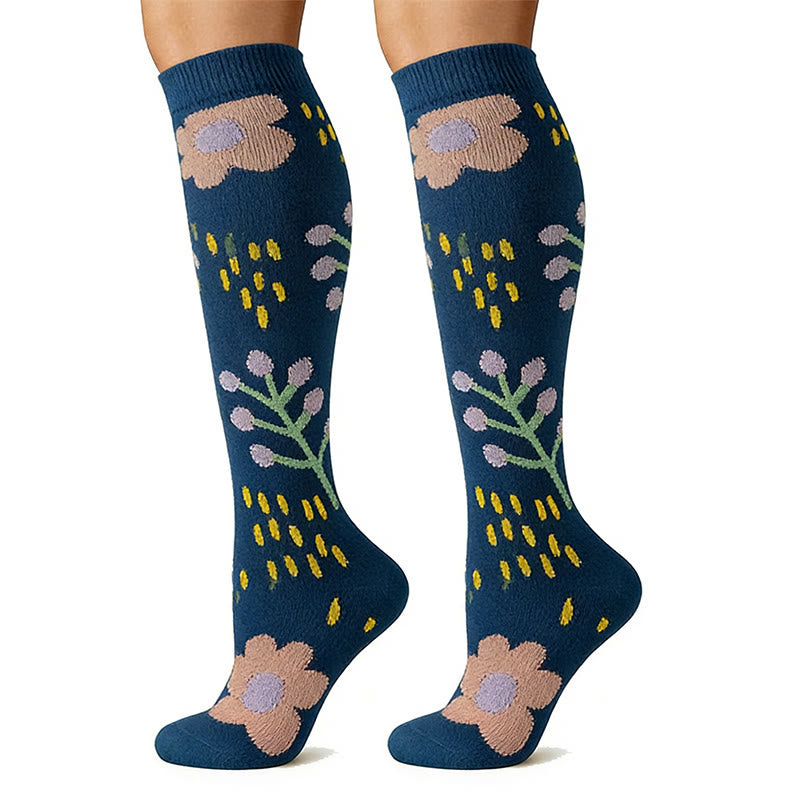 Alltagstaugliche Kompressionsstrümpfe mit Blumenmuster (6 Paar) - image 6