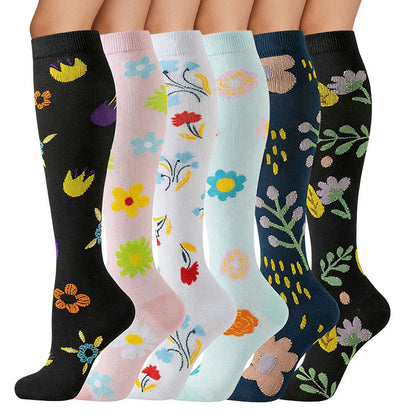 Alltagstaugliche Kompressionsstrümpfe mit Blumenmuster (6 Paar) - image 7