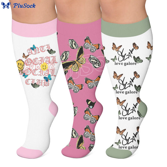 Kompressionsstrümpfe mit lustigem Schmetterlingsmuster in Übergröße - image 0