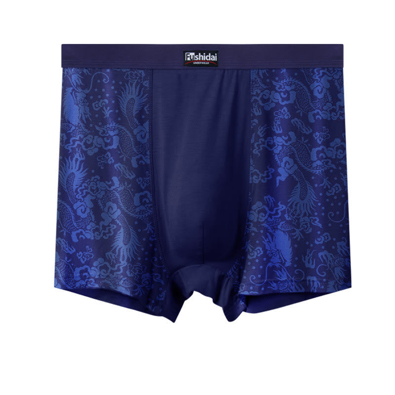 Dragon Jacquard Boxershorts in mittlerer Länge - Marineblau - 10XL - image 1
