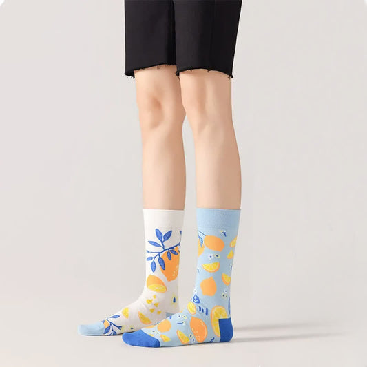 Viertelsocken mit Zitronenmuster - Blau - EU36-43 (US3-9) - image 0
