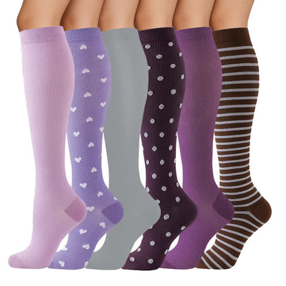 Kompressionsstrümpfe der Polka Dot Purple-Serie (6 Paar) - image 1