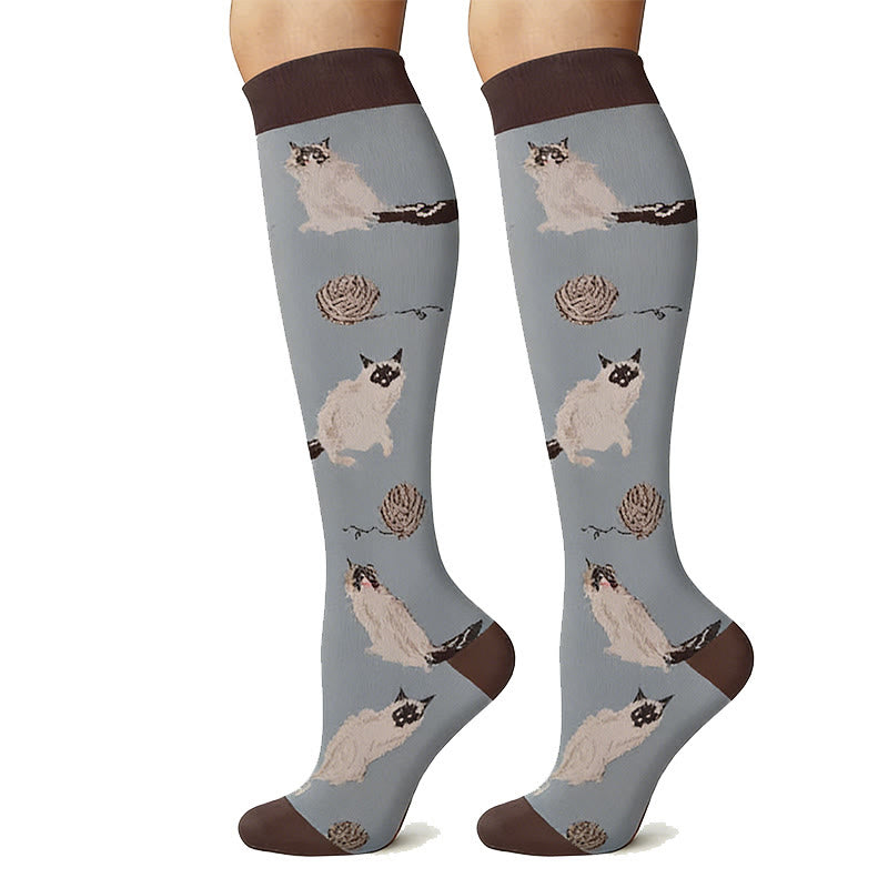 Kompressionssocken zum Laufen im Freien mit Katzenmuster (6 Paar) - image 2