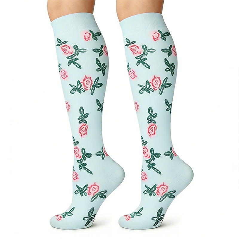 Kompressionsstrümpfe mit Blumen- und Punktmuster (3 Paar) - image 4
