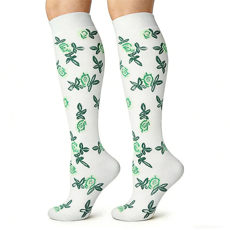 Kompressionsstrümpfe mit Blumen- und Punktmuster (3 Paar) - image 3