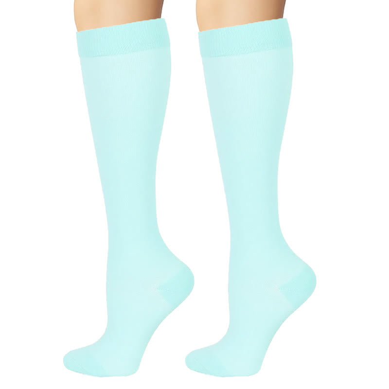 Blau-grüne Kompressionsstrümpfe mit Blumenmuster (6 Paar) - image 4