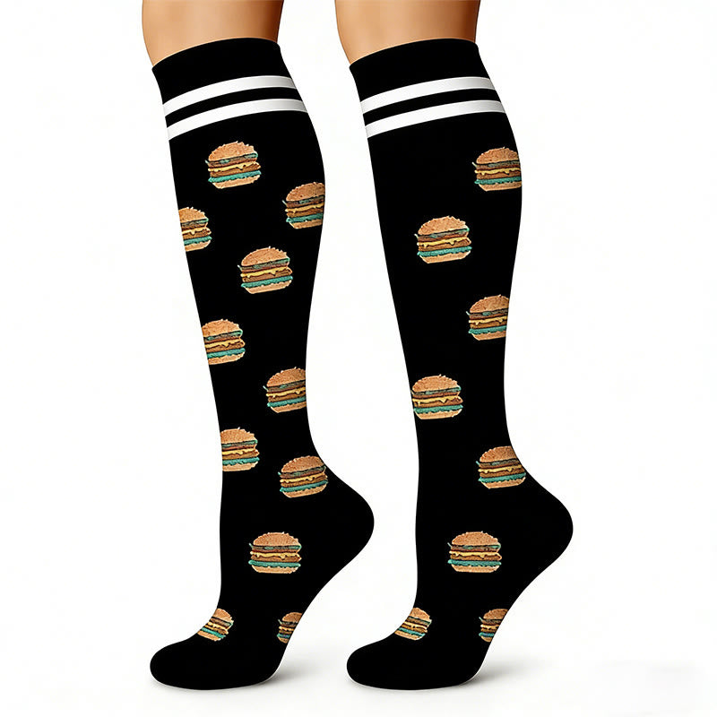 Kompressionsstrümpfe mit Hamburger- und Pommes-Frites-Motiv (6 Paar) - image 5