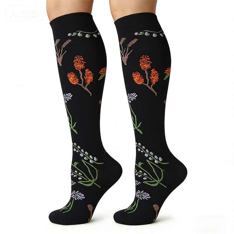Kompressionsstrümpfe mit Blumenmuster (3 Paar) - image 3