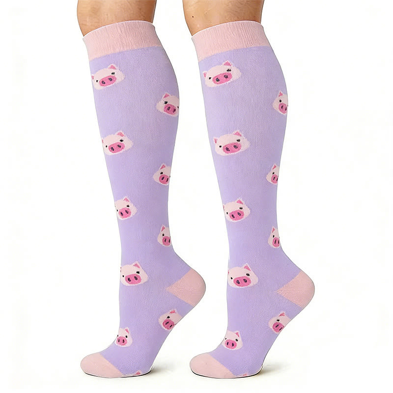 Kompressionsstrümpfe mit Schwein, Corgi, Fuchs und Einhorn (4 Paar) - image 2