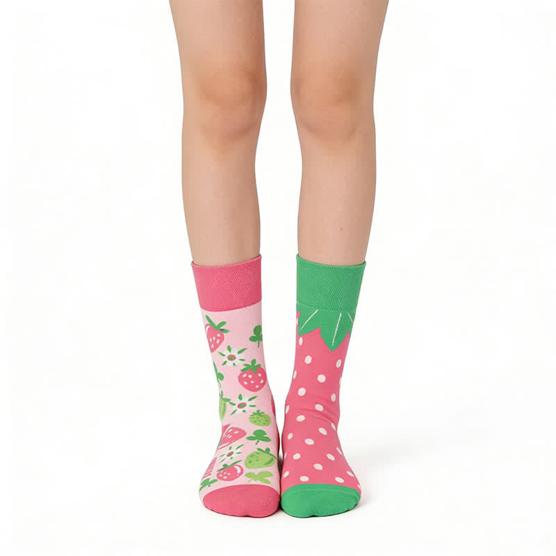 Verspielte Erdbeerfeld-Viertel-Socken - Rosa - EU36-43 (US3-9) - image 0