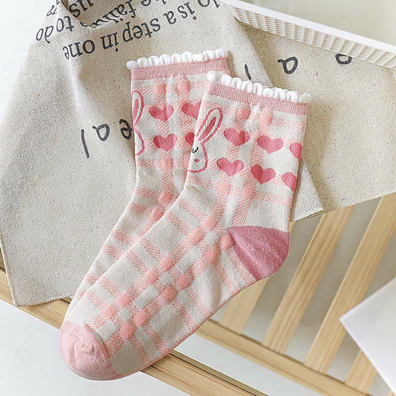 Niedliche Hasenviertel-Socken (5 Paar) - image 3