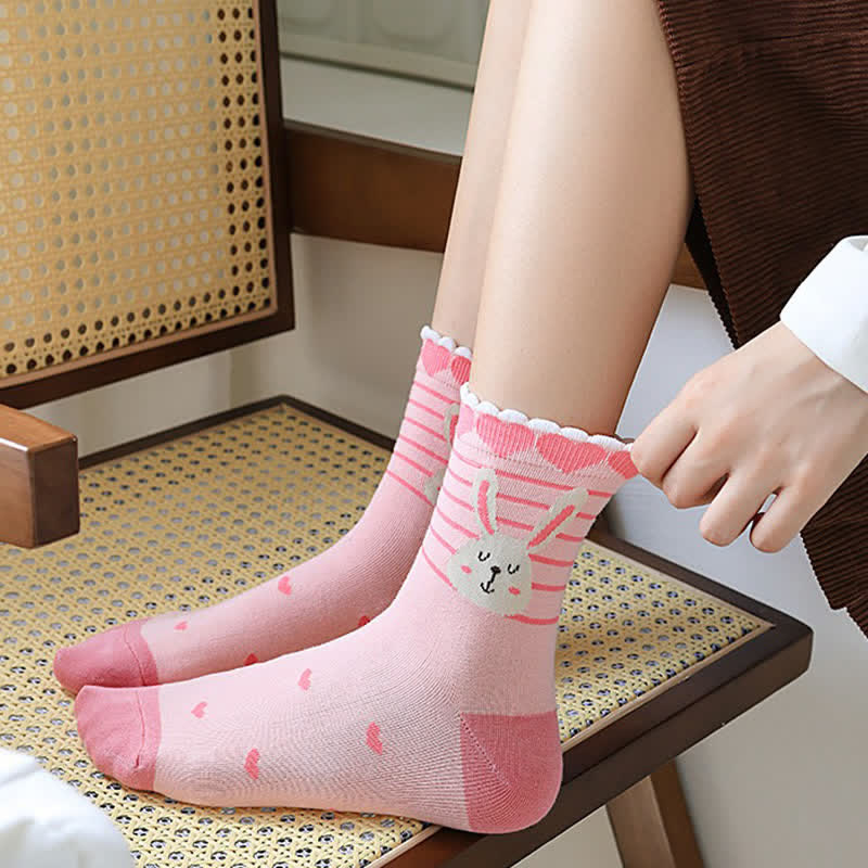 Niedliche Hasenviertel-Socken (5 Paar) - image 2