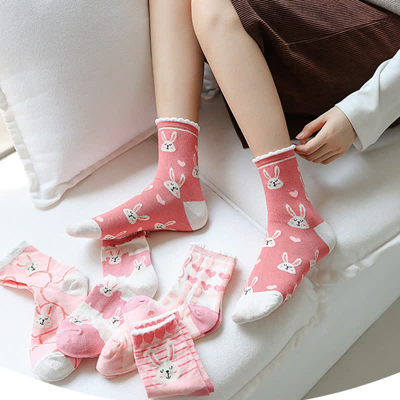 Niedliche Hasenviertel-Socken (5 Paar) - image 1