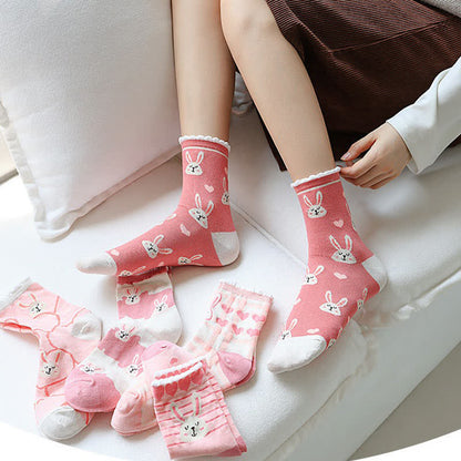 Niedliche Hasenviertel-Socken (5 Paar) - image 1