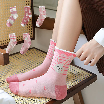 Niedliche Hasenviertel-Socken (5 Paar) - Mehrfarbig - EU35-40 (US2-7) - image 0