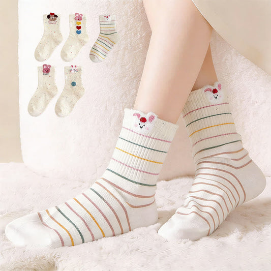 Kuschelige Hasen-Viertel-Socken (5 Paar) - Mehrfarbig - EU35-40 (US2-7) - image 0