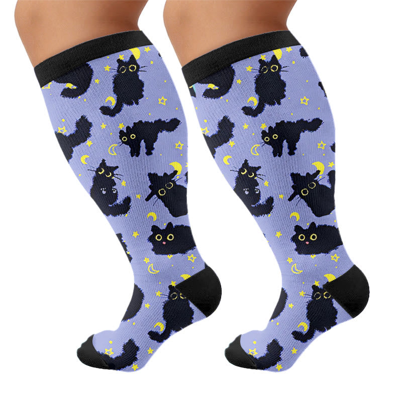Moonlight Cat Kompressionsstrümpfe in Übergröße - Blau - 4XL - image 7