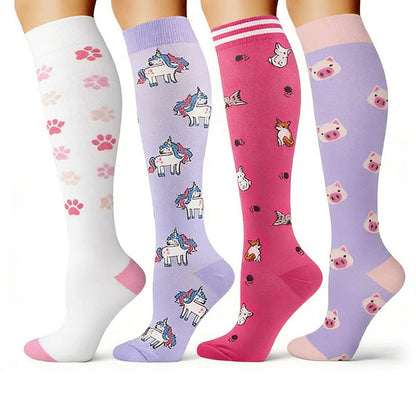Kompressionsstrümpfe mit Einhorn-Tiermotiv (4 Paar) - image 1