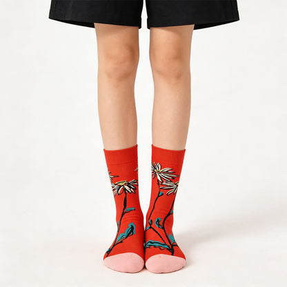 Rote Gänseblümchen-Baumwoll-Viertelsocken - Rot - EU36-43 (US3-9) - image 0