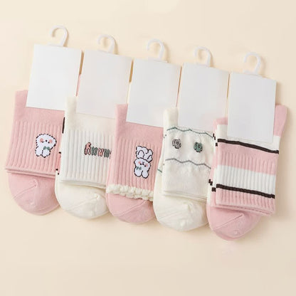 Ostersocken aus Baumwolle mit rosa Hasenmotiv (5 Paar) - image 1
