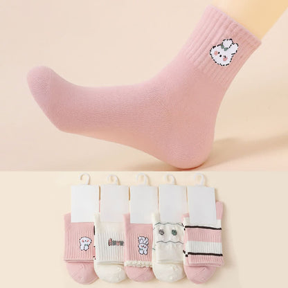 Ostersocken aus Baumwolle mit rosa Hasenmotiv (5 Paar) - Mehrfarbig - EU35-40 (US2-7) - image 0