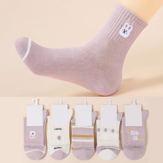 Oster-Socken aus Baumwolle mit lila Hasenmotiv (5 Paar) - Mehrfarbig - EU35-40 (US2-7) - image 0