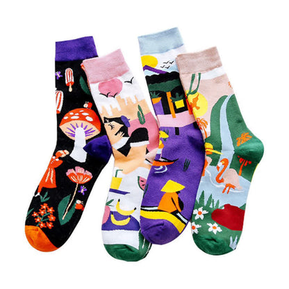 Viertelsocken mit Cartoon-Print (4 Paar) - image 1