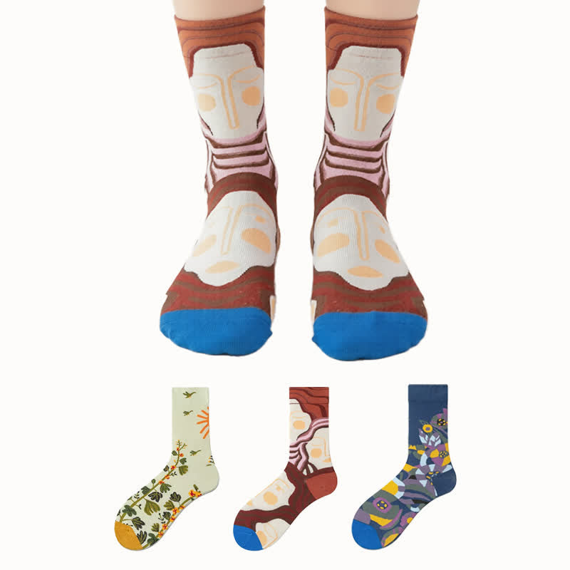 Stilvolle bedruckte Viertelsocken (3 Paar) - Mehrfarbig - EU36-43 (US3-10) - image 0