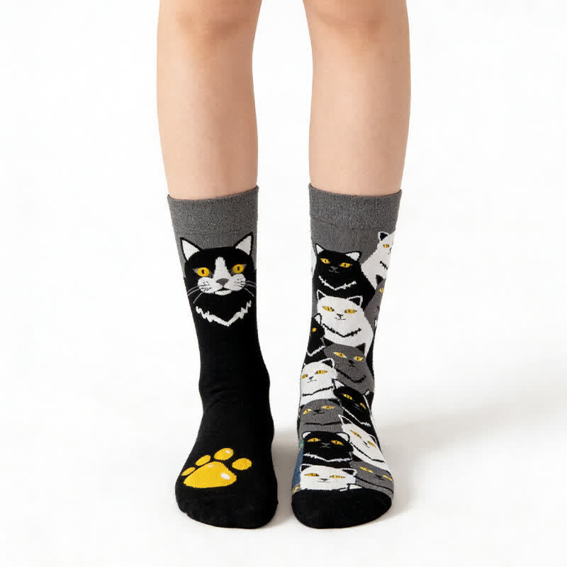 Verspielte schwarze Katzen-Viertel-Socken - Schwarz - EU36-43 (US3-10) - image 0