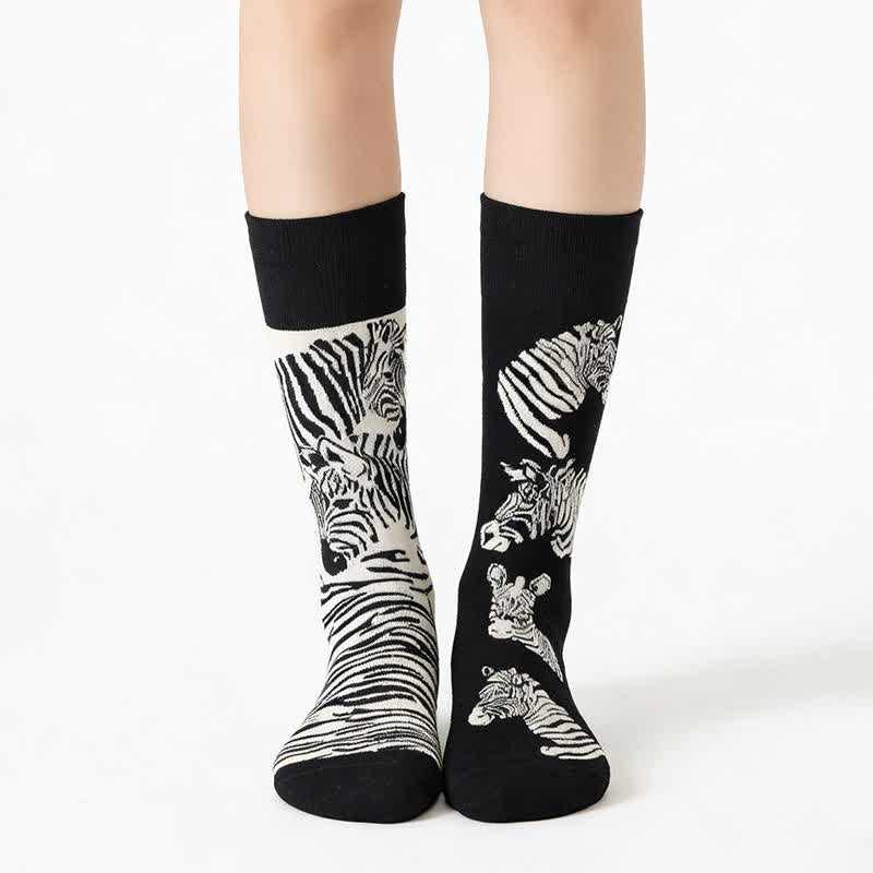 Lustige Zebra-Viertel-Socken - Schwarz - EU36-43 (US3-10) - image 0