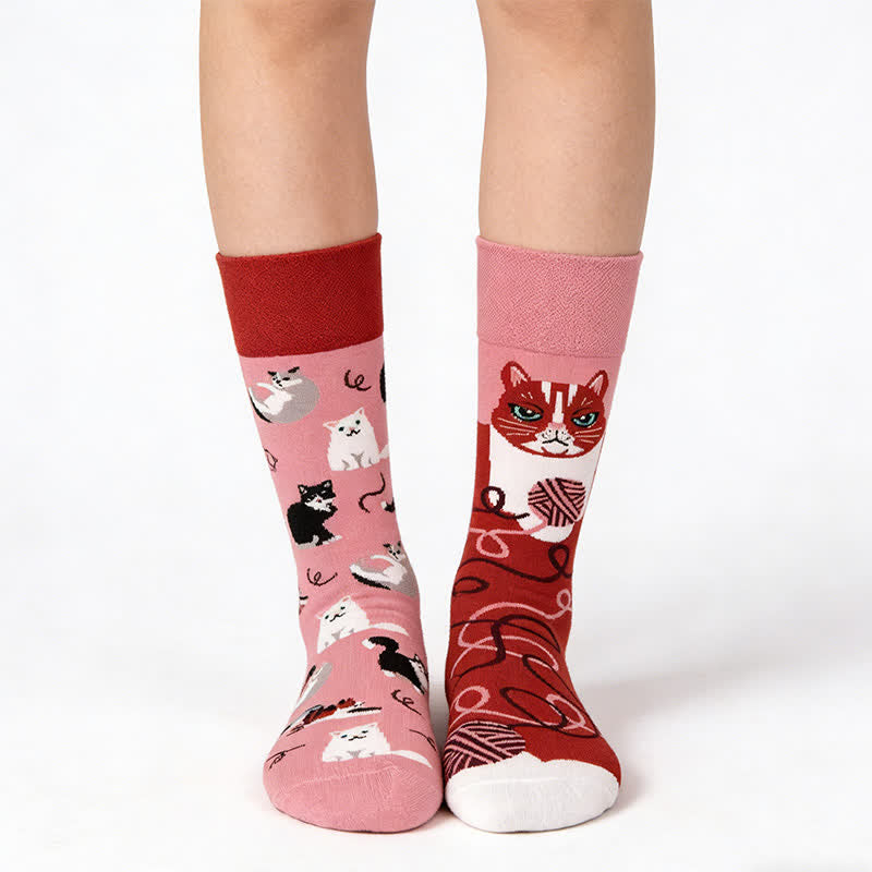 Niedliche Katzen-Jacquard-Viertel-Socken - Rosa - EU36-43 (US3-10) - image 0
