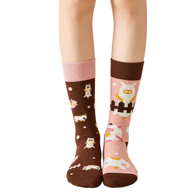 Pinke Cartoon-Schweine-Viertel-Socken - Rosa - EU36-43 (US3-10) - image 0