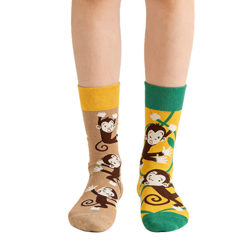 Verspielte Affenviertel-Socken - Gelb - EU36-43 (US3-10) - image 0