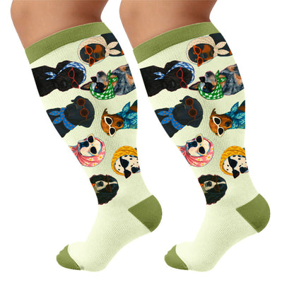 Kompressionsstrümpfe mit Hundemotiven in Übergröße - Retro (1 Paar) - 4XL - image 7