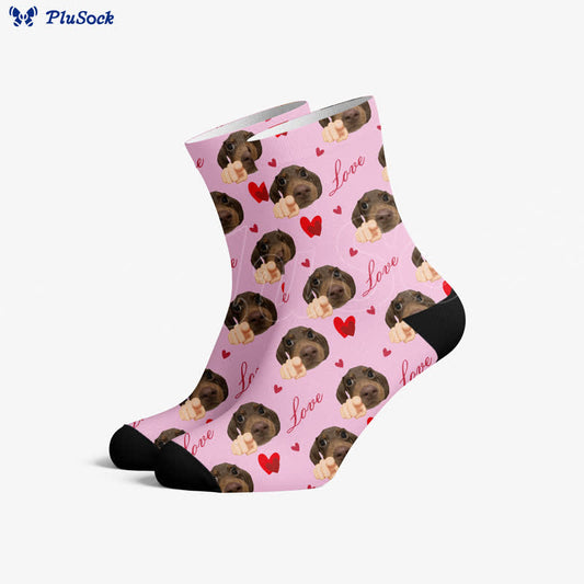 Herz-Hund-Gesicht-Viertel-Socken - Rosa - EU37-44 (US4-10) - image 0