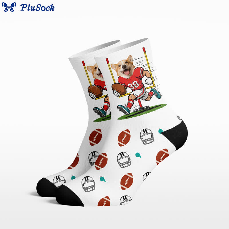 Fußball-Hundegesicht-Viertelsocken - Weiß - EU37-44 (US4-10) - image 0