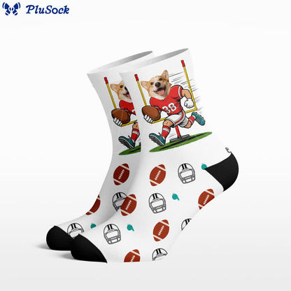 Fußball-Hundegesicht-Viertelsocken - Weiß - EU37-44 (US4-10) - image 0