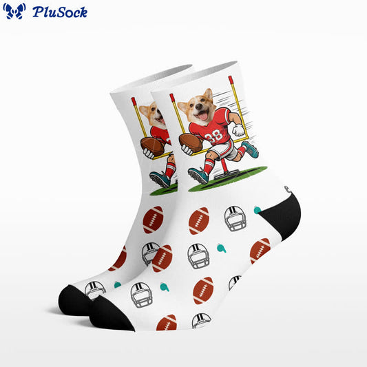 Fußball-Hundegesicht-Viertelsocken - Weiß - EU37-44 (US4-10) - image 0