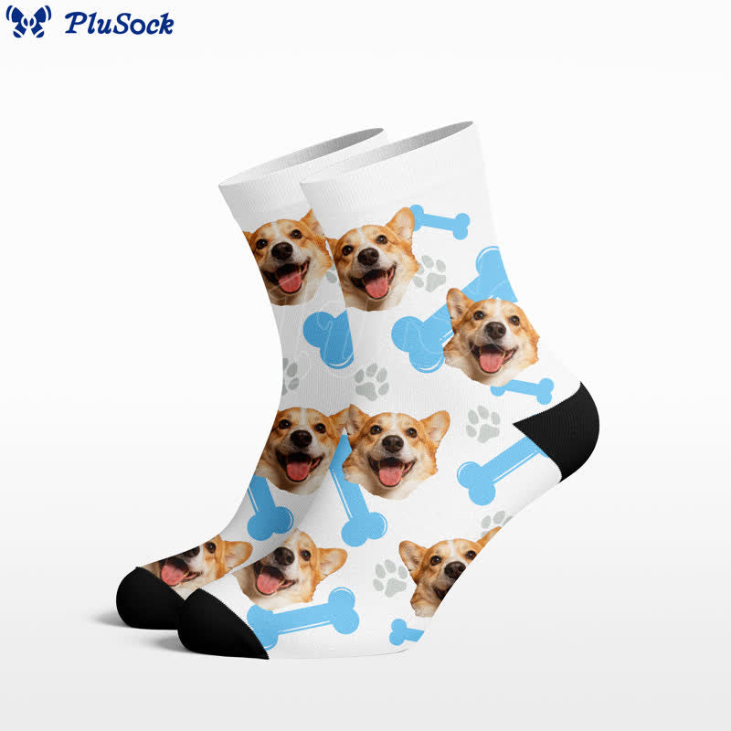 Niedliche Knochen-Hundegesicht-Viertel-Socken - Weiß - EU37-44 (US4-10) - image 0