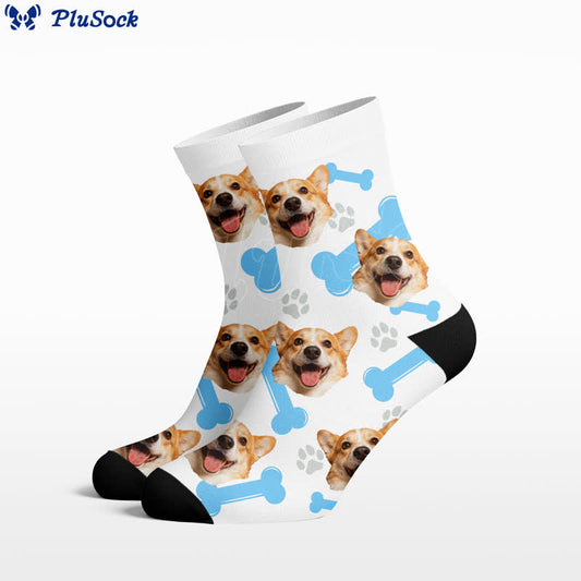 Niedliche Knochen-Hundegesicht-Viertel-Socken - Weiß - EU37-44 (US4-10) - image 0