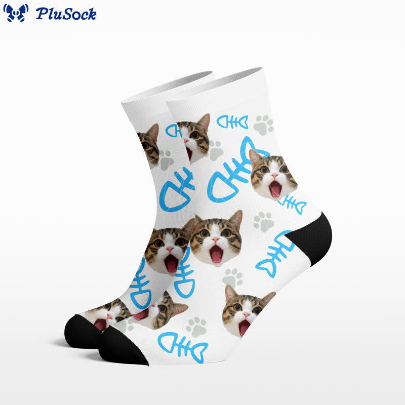 Fischgräten-Katzengesicht-Viertel-Socken - Weiß - EU37-44 (US4-10) - image 0