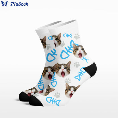 Fischgräten-Katzengesicht-Viertel-Socken - Weiß - EU37-44 (US4-10) - image 0