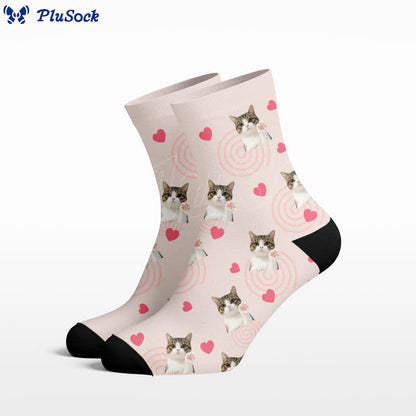 Niedliche Herzkatzen-Socken - Rosa - EU37-44 (US4-10) - image 0