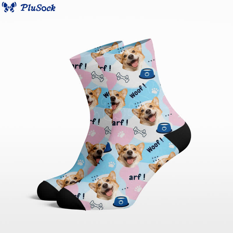 Niedliche Hundegesicht-Viertel-Socken - Blau - EU37-44 (US4-10) - image 0